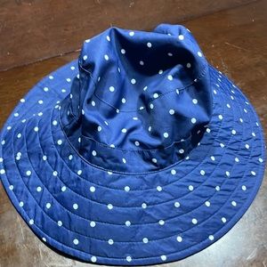 Blue with white dots Beach hat. EUC
